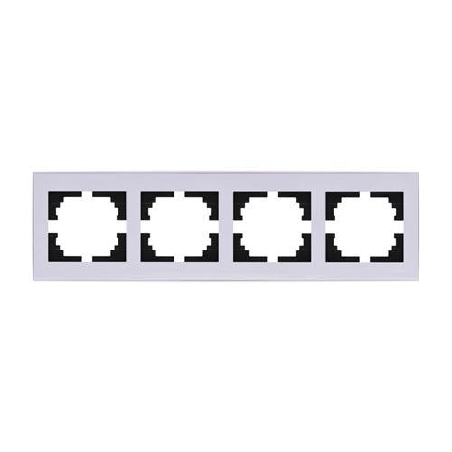 Lezard  Rain  Белый Рамка 4-местная горизонтальная с боковой вставкой СП 703-0202-149